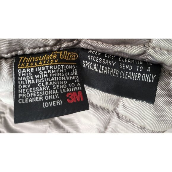 Vintage WILSONS Black Leather Trench Coat Quilted Thinsulate Lined Long Jacket - Picture 9 of 15